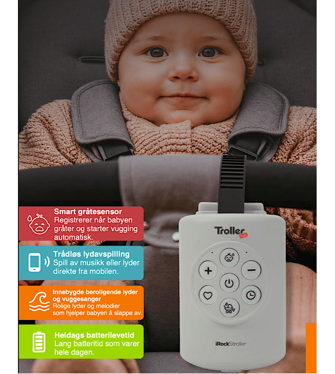 Troller Kids| IRock Stroller | Barnevognsvugger
