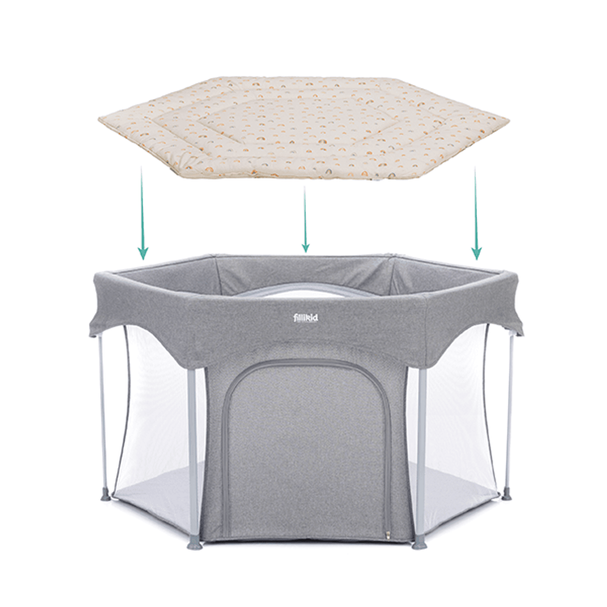 Fillikid | Sekskantet Leketeppe | Rainbow Beige